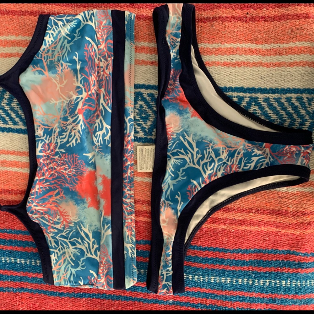 Coral print bathing suit